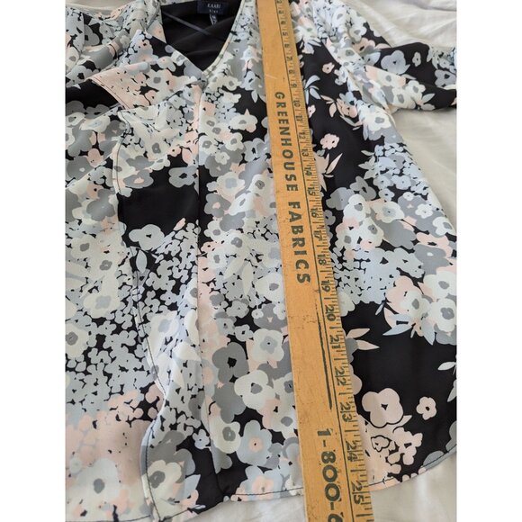 Floral Print Ruffle Front Chiffon Blouse With Mock Neck-lp - Picture 13 of 15